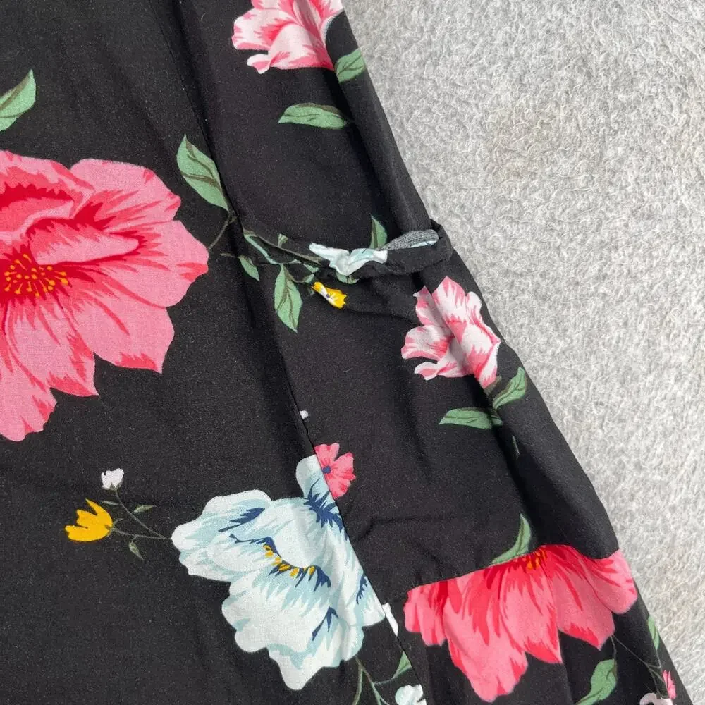 Old Navy Girls Sleeveless Shirt Flowing Tunic Top Black Pink Flowers Small 6/7